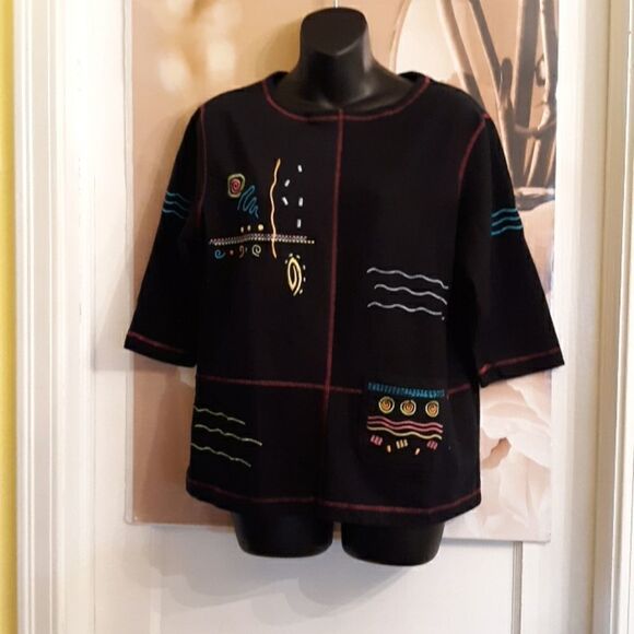 Onque Casuals design black top - Picture 1 of 8